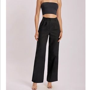 Wendy Wide Leg Linen Pants - Black